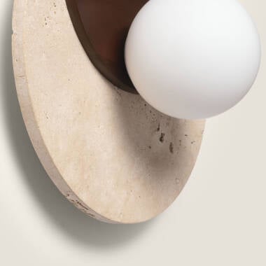 Bild von Wandleuchte Travertin und Holz Enzo