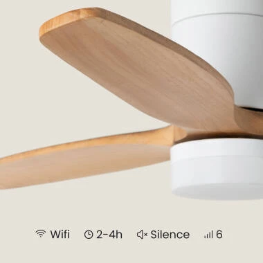 Bild von Deckenventilator mit Licht, geräuscharm, DC, Holzflügel, Leros