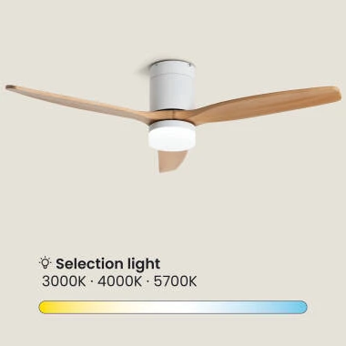 Bild von Deckenventilator mit Licht, geräuscharm, DC, Holzflügel, Leros