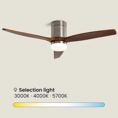 Image of Leros Silent Ceiling Fan with Light DC Motor & Wood Blades