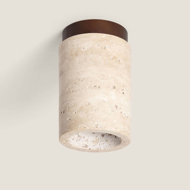 Afbeelding van Plafondlamp natuursteen en hout Enzo