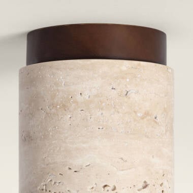 Afbeelding van Plafondlamp natuursteen en hout Enzo