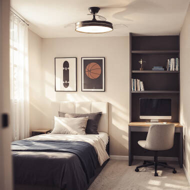 Bild von Deckenventilator mit Licht, geräuscharm, DC, einziehbare Flügel, Kaios