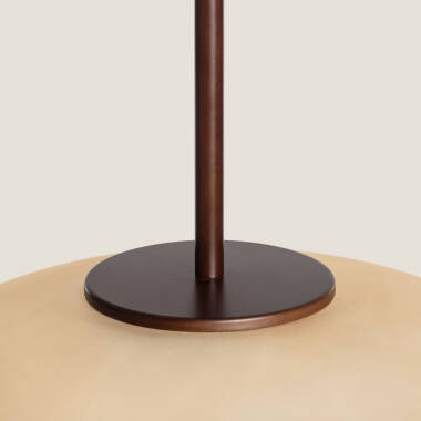 Immagine di Lampada a Sospensione Rotonda in Legno e Vetro Aiko