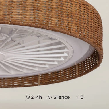 Afbeelding van Stille Plafondventilator met verlichting DC Nala Rotan