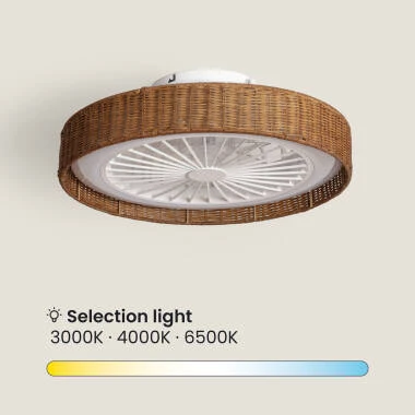 Afbeelding van Stille Plafondventilator met verlichting DC Nala Rotan