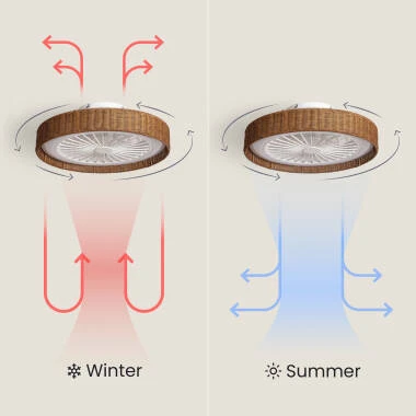 Afbeelding van Stille Plafondventilator met verlichting DC Nala Rotan