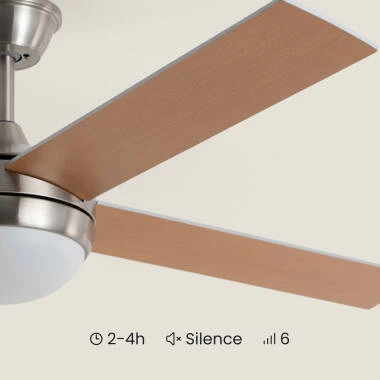 Image of Navy Evo Silent Ceiling Fan with Light DC Motor & Wood Blades