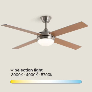 Image of Navy Evo Silent Ceiling Fan with Light DC Motor & Wood Blades