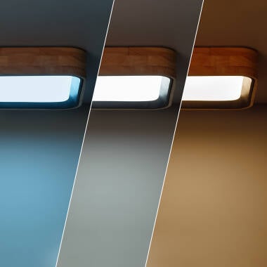 Bild von LED-Deckenleuchte 15W Eckig Holz 370x370 mm CCT Wählbar Dari