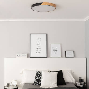 Bild von LED-Deckenleuchte 36W Rund Holz Ø500 CCT Wählbar Semi-Dari