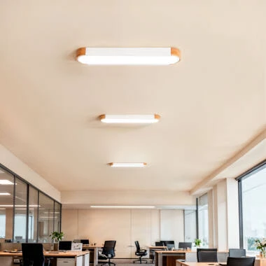 Bild von LED-Deckenleuchte 18W Holz und Metall 140x650 mm CCT Wählbar Dari Lang