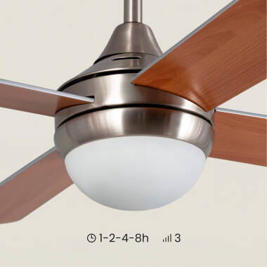 Image of Navy Wooden LED Ceiling Fan 110cm 