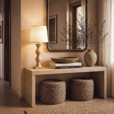 Bild von Tischlampe aus Holz Akesh II ILUZZIA