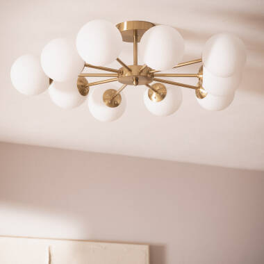 Bild von Deckenleuchte Metall und Glas Moonlight Brass 10 Spots