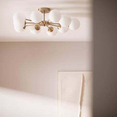 Bild von Deckenleuchte Metall und Glas Moonlight Brass 10 Spots