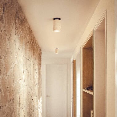 Afbeelding van Plafondlamp natuursteen en hout Enzo