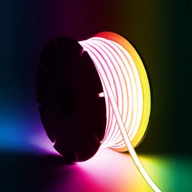 LED Streifen RGB 220V WCOB 420LED/m ROLLE 50m 15W/m SILICONE FLEX Breite 12mm IP65 Schnitt 50cm