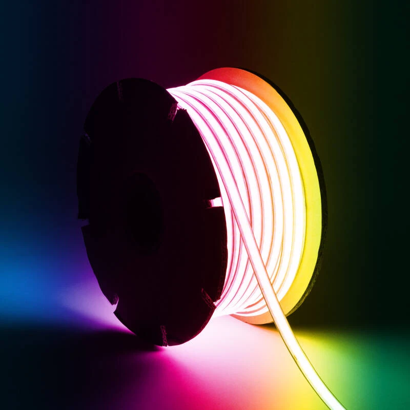 Afbeelding van RGB LED-strip 220V WCOB 420 LED/m ROL 50m 15W/m SILICONE FLEX Breedte 12mm IP65 te knippen om de 50cm