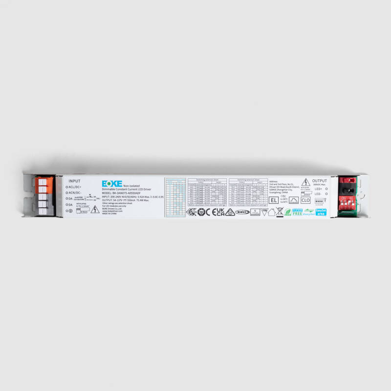 Image de Driver BOKE Linéaire Dimmable DALI/PUSH 200-240V No Flicker Sortie 54-200V 100-450mA 76,5W BK-DEN075