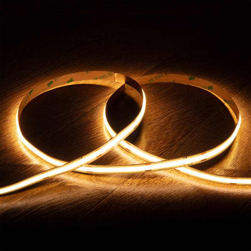 Immagine di Striscia LED 24 V COB 480 LED/m 5 m 15 W/m 1500 lm/m ad Alta Luminosità Larghezza 10 mm Taglio ogni 5 cm IP20 CRI 90