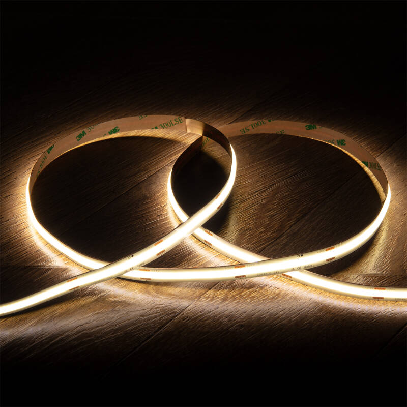 Immagine di Striscia LED 24 V COB 480 LED/m 5 m 15 W/m 1500 lm/m ad Alta Luminosità Larghezza 10 mm Taglio ogni 5 cm IP20 CRI 90