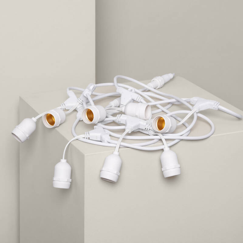 Bild von Girlande Aussen mit 8 E27 Lampenfassungen 5.5m Weiss IP65