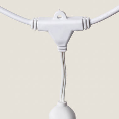 Afbeelding van Set van witte waterdichte IP65 slinger 5.5m + 8x E27 4W LED gloeidraad lampen