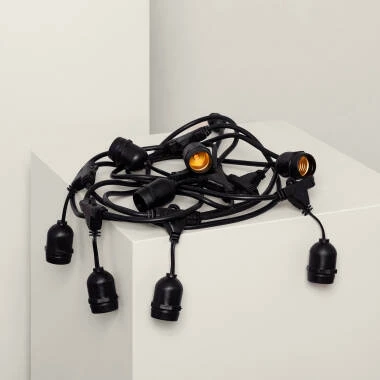 Guirlande Extérieure avec 8 Douilles E27 5.5m Noire IP65