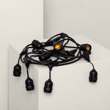 Immagine di Ghirlanda per Esterni Waterproof con 8 Portalampade E27 5.5m Nero IP65