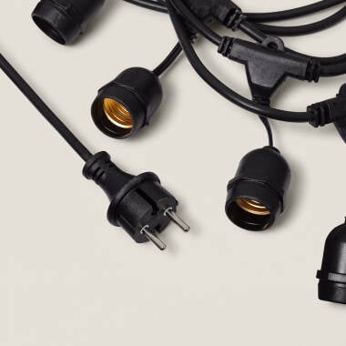 Immagine di Ghirlanda per Esterni Waterproof con 8 Portalampade E27 5.5m Nero IP65