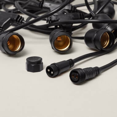 Immagine di Ghirlanda per Esterni Waterproof con 8 Portalampade E27 5.5m Nero IP65