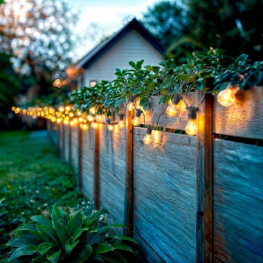 Bild von Set Lichterkette Außen 10m Schwarz + 10 LED Glühbirnen Filament E27 24V