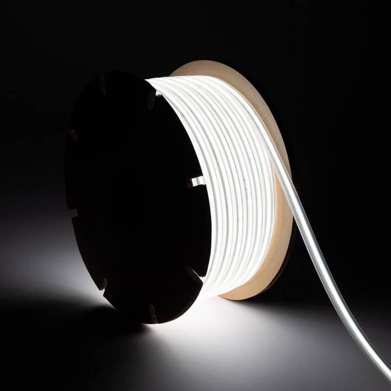 Immagine di Bobina 50m Striscia LED Regolabile 220V COB Autorettificata 320 LED/m 8W/m 720 lm/m Larga 12mm IP65 CRI90 Taglio 50cm