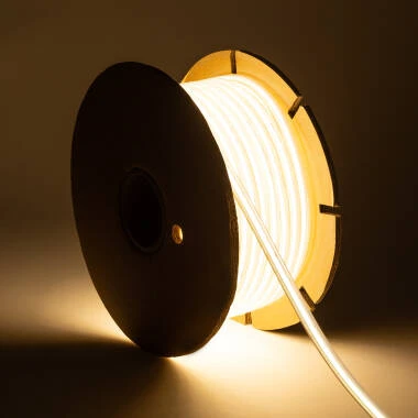 Ruban LED Dimmable 220V COB Auto-Redressement 320 LED/m BOBINE 50m 14W/m 1120lm/m SILICONE FLEX Largeur 10mm Coupe 25cm IP65