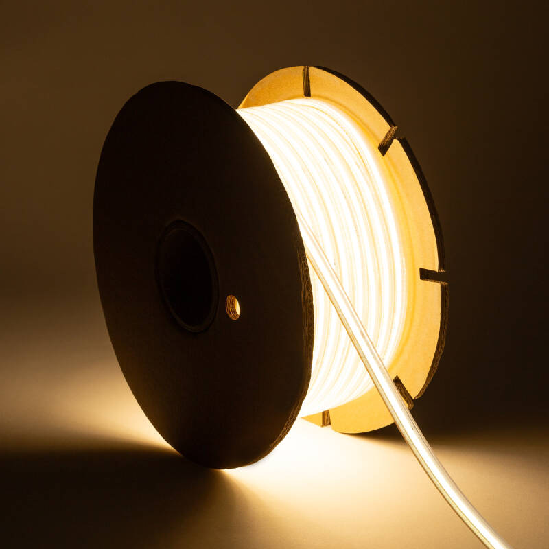 Afbeelding van LED-strip Dimbaar 220V COB Autogerectificeerd 320 LED/m ROL 50m 14W/m 1120lm/m SILICONE FLEX Breedte 10mm Snijbaar per 25cm IP65