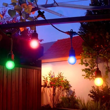 Kit Guirlande Waterproof 5.5m Noire + 8 Ampoules LED E27 G45 3W de Couleurs