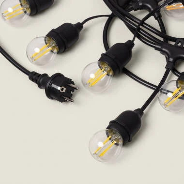 Bild von Set Girlande Waterproof 5.5 M Schwarz + 8 LED Lampen E27 Filament 4 W