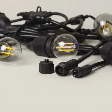 Bild von Set Girlande Waterproof 5.5 M Schwarz + 8 LED Lampen E27 Filament 4 W