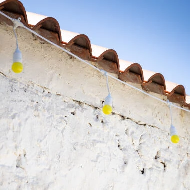 Kit Ghirnalda Waterproof 5.5m Bianco + 8 Lampadine LED E27 G45 3W a Colori