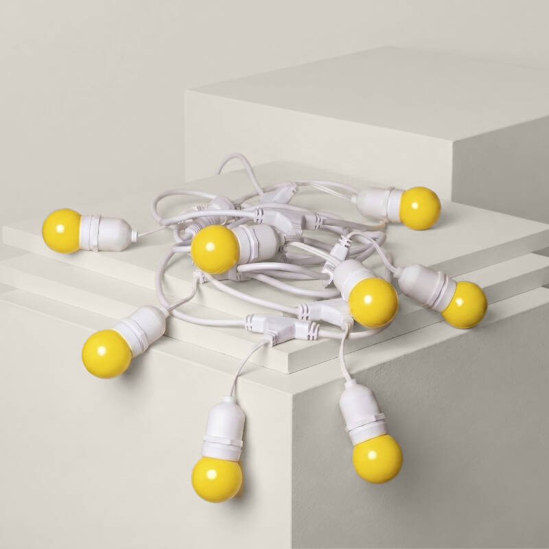 Bild von Set Girlande Waterproof 5.5m Weiss+ 8 LED-Glühbirnen E27 G45 3W Farbig