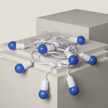 Kit WaterProof  Slinger 5.5m Wit + 8 LED Lampen E27 G45 3W met Kleuren.