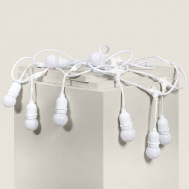 Kit Waterdichte Slinger 5.5m Wit + 8 LED Lampen E27 G45 3W met Kleuren.
