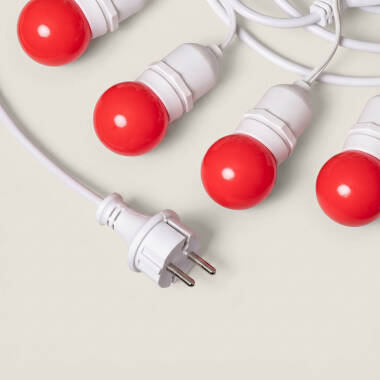 Immagine di Kit Ghirnalda Waterproof 5.5m Bianco + 8 Lampadine LED E27 G45 3W a Colori