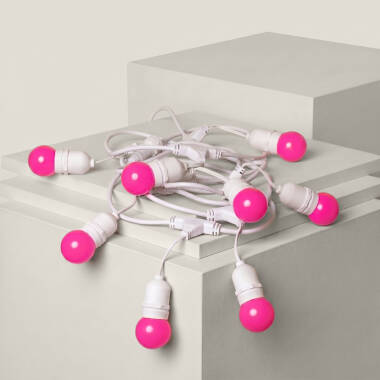 Kit Ghirnalda Waterproof 5.5m Bianco + 8 Lampadine LED E27 G45 3W a Colori