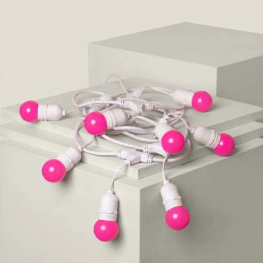 Kit Guirlande Waterproof 5.5m Blanche + 8 Ampoules LED E27 G45 3W de Couleurs