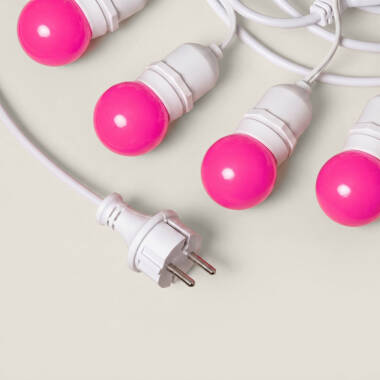 Image de Kit Guirlande Waterproof 5.5m Blanche + 8 Ampoules LED E27 G45 3W de Couleurs