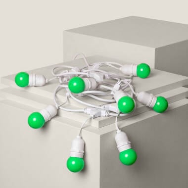 Kit Ghirnalda Waterproof 5.5m Bianco + 8 Lampadine LED E27 G45 3W a Colori