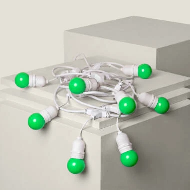 Zestaw Girlandy Wodoodpornej 5.5m Białej + 8 Żarówek LED E27 G45 3W Kolorowych