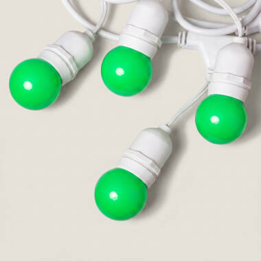 Afbeelding van Kit Waterdichte Slinger 5.5m Wit + 8 LED Lampen E27 G45 3W met Kleuren.